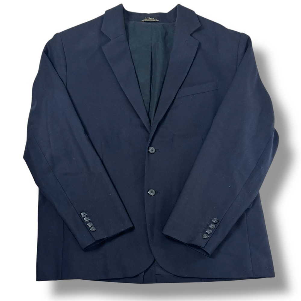 L.L.Bean Navy Blue Sport Coat Blazer Men's 46R 2 Button Classic Fit Dress Jacket
